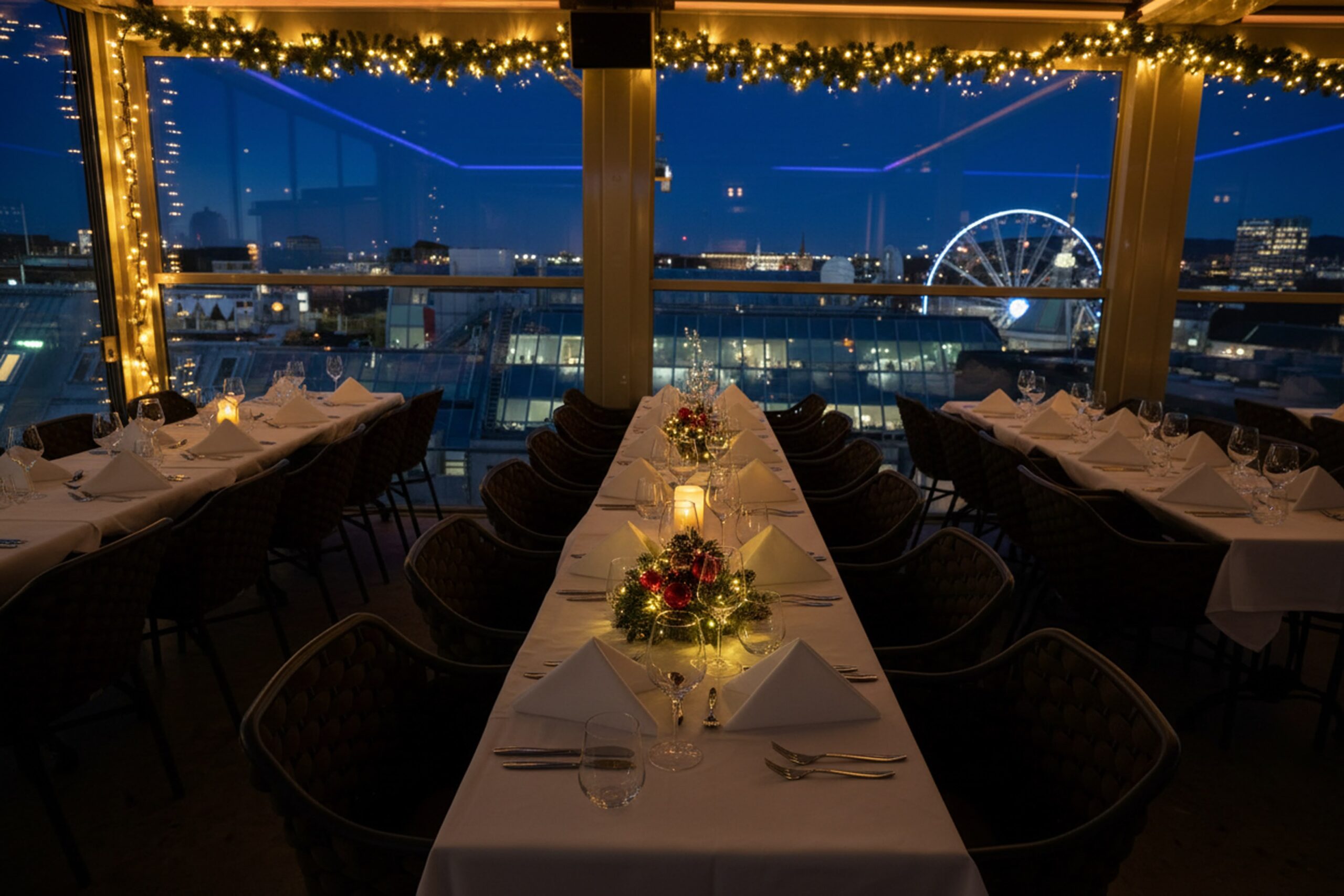 s4 rooftop selskapslokale pyntet til julebord