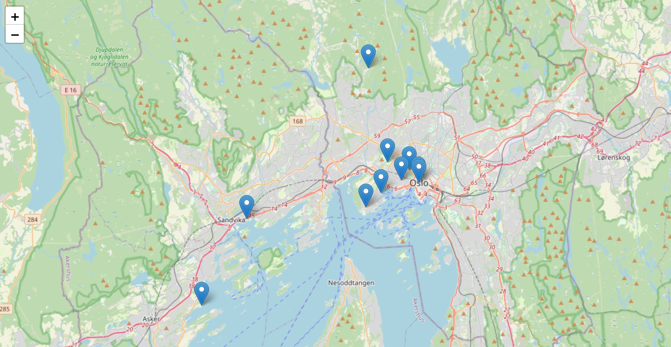 kart over selskapslokaler